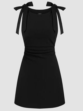 CIDER Solid Bowknot Mini Dress